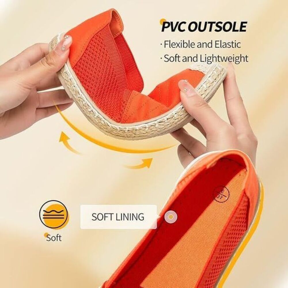 Women's Flats Shoes,Breathable  Flats, Slip on Shoes.  Orange Red.‎ Size 6 - Picture 2 of 11